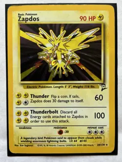 Zapdos 20/130 Base Set 2 Unlimited Pokemon TCG LP #2 - Image 2