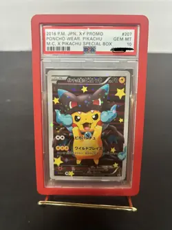 2016 POKEMON JAPANESE XY PROMO #207 PONCHO-WEAR. PIKACHU M.C. X PIKACHU SP PSA10 - Image 1