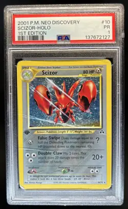 2001 Pokemon Neo Discovery 1st Edition Scizor Holo #10/75 PSA 1 - Image 1