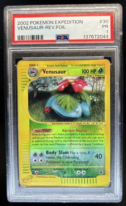 2002 Pokemon Expedition Set Venusaur Reverse Foil Holo #30/165 PSA 1 - Image 1