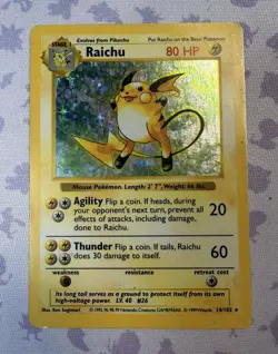 Pokemon Raichu Base Set Holo SHADOWLESS 14/102 Wizards of the Coast 1999 - Image 1