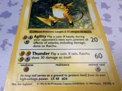 Pokemon Raichu Base Set Holo SHADOWLESS 14/102 Wizards of the Coast 1999 - Image 2