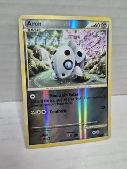 2010 Pokemon TCG HGSS Triumphant Aron Reverse Holo Rare 56/102 LP 56/102 - Image 2