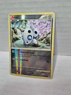 2010 Pokemon TCG HGSS Triumphant Aron Reverse Holo Rare 56/102 LP 56/102 - Image 3