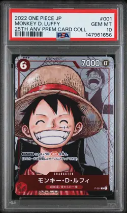 2022 ONE PIECE JPN 25TH ANV PREMIUM CARD COLL #001 MONKEY D. LUFFY PSA 10 - Image 1