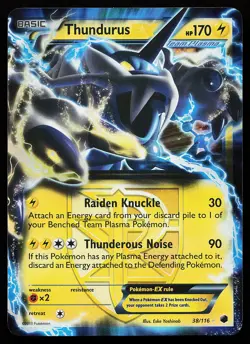 Thundurus EX 38/116 Ultra Rare Plasma Freeze Pokemon Card - Image 1