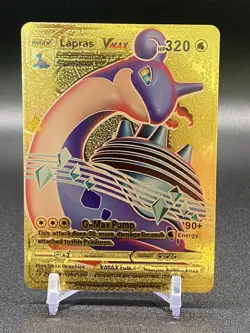 Pokemon Fan Art Display Gold Foil Card Lapras VMAX - Image 1