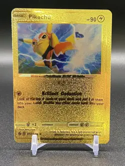 Pokemon Fan Art Display Gold Foil Card Pikachu - Image 1