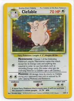 Rare Clefable Holo Foil No Jungle Symbol Error Pokemon Card #1/64 NM-MT NPW - Image 1