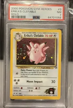 Pokemon TCG Erika's Clefable Gym Heroes Holo Card #3. PSA 7 - Image 1