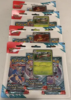 (4) JOURNEY TOGETHER SEALED ‘3 Pack Blister Lot’~POKEMON Card Game ~12 Packs - Image 1