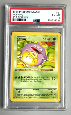 Pokemon Card 1999 Base Set KOFFING 51/102 1st Edition PSA 6 - Image 1
