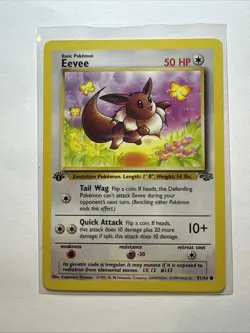 1st Edition Jungle Set Eevee 51/64 Pokemon Card - Image 1