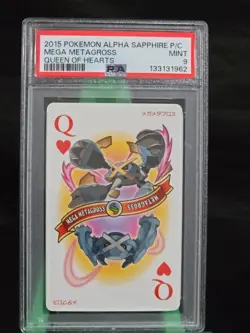 2015 POKEMON ALPHA SAPPHIRE PLAYING CARDS QUEEN OF HEARTS MEGA METAGROSS PSA 9 - Image 1