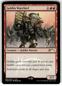 Goblin Warchief (2016) 5 Promo FNM Promos Foil Near Mint - Image 1