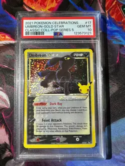 Umbreon Gold Star Celebrations Classic Coll. 17/17 PSA 10 Gem Mint Pokemon TCG - Image 1