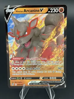 Hisuian Arcanine V 090/195 Holo Rare V Silver Tempest Pokemon Card TCG - Image 1