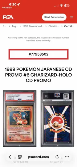 Pokemon Japanese Charizard-Holo Lot Vintage Basic CD Promo #6 2 Cards - Image 2