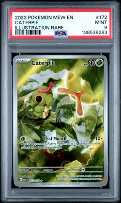 2023 POKEMON MEW EN-151 ILLUSTRATION RARE #172 CATERPIE PSA 9 - Image 1