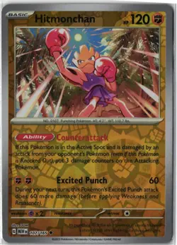 Hitmonchan #107/165 Uncommon 151 Reverse Holo LP Pokemon TCG - Image 1