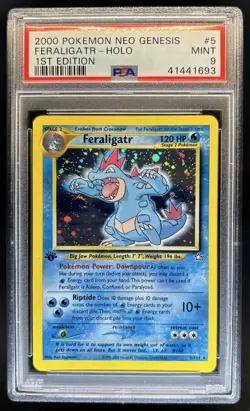 2000 Pokemon Neo Genesis 1st Edition Feraligatr Holo #5/111 PSA 9 - Image 1