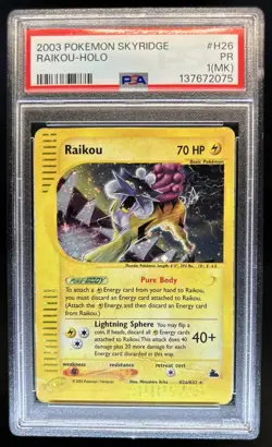 2003 Pokemon Skyridge Raikou Holo #H26/H32 PSA 1 - Image 1