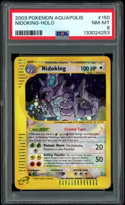 2003 Pokemon Aquapolis #150 Nidoking Holo PSA 8 - Image 1