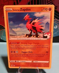 Galarian Zapdos 082/203 Prize Pack Series 1 Pokemon Play! Stamp NM Condition - Image 1