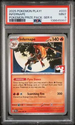 2025 POKEMON PLAY! POKEMON PRIZE PACK: SERIES 6 #033 INFERNAPE PSA 9 - Image 1