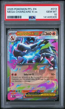 2025 POKEMON PFL EN-PHANTASMAL FLAMES #013 MEGA CHARIZARD X EX PSA 10 - Image 1