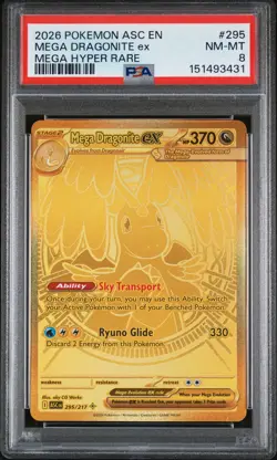 2026 POKEMON ASC EN-ASCENDED HEROES MEGA HYPER RARE #295 MEGA DRAGONITE EX PSA 8 - Image 1