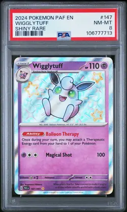 2024 POKEMON PAF EN-PALDEAN FATES SHINY RARE #147 WIGGLYTUFF PSA 8 - Image 1