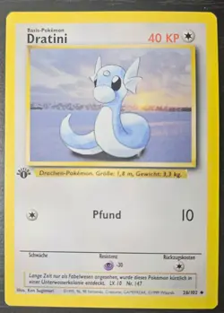 1999 Pokemon Base Set 1st edition Dratini 26/102 Uncommon LP German - Image 1