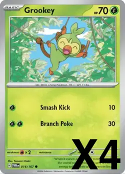 Pokemon Playset x4 Grookey SV06: Twilight Masquerade #014/167 NM - Image 1