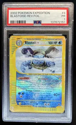 2002 Pokemon Expedition Set Blastoise Reverse Holo #4 PSA 1 - Image 1