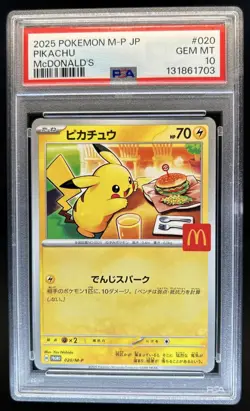 2025 Pokemon Mcdonald's Promo JP Pikachu #020/M-P PSA 10 GEM MINT - Image 1