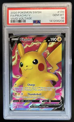 2020 Pokemon SWSH Vivid Voltage Pikachu V #170/185 PSA 10 GEM MINT - Image 1