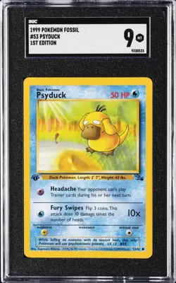 1999 POKEMON FOSSIL 1ST EDITION #53 PSYDUCK SGC 9 - Image 1