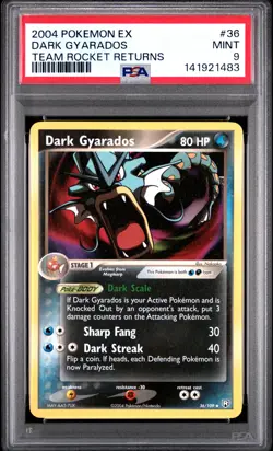2004 POKEMON EX TEAM ROCKET RETURNS #36 DARK GYARADOS PSA 9 - Image 1