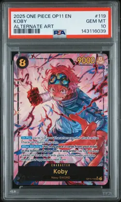 2025 One Piece OP11 En Koby Alternate Art #119 PSA 10 Gem Mint - Image 1