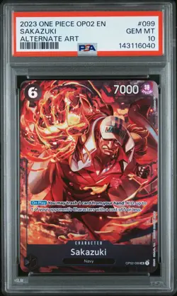 2023 One Piece OP02 En Sakazuki Alternate Art #099 PSA 10 Gem Mint - Image 1