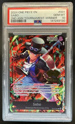 2024 One Piece 2nd Anniversary Tournament Winner Sabo #ST13-001 PSA 10 GEM MINT - Image 1