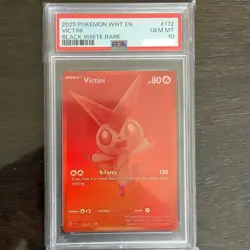 2025 POKEMON WHITE EN-WHITE FLARE BLACK WHITE RARE #172 VICTINI PSA 10 - Image 1