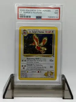 2000 Pokemon Gym Heroes LT. Surge’s Fearow #7 Holo PSA 7 - Image 1