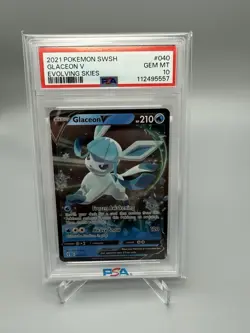 2021 POKEMON SWSH EVOLVING SKIES 040/203 GLACEON V PSA 10 LOW POP GEM MINT - Image 1