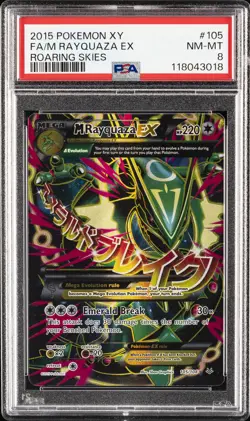2015 POKEMON XY ROARING SKIES #105 FULL ART/M RAYQUAZA EX PSA 8 - Image 1