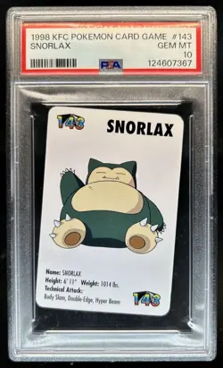 1998 KFC Pokemon Card Game Snorlax #143 PSA 10 GEM MINT Gem Mint - Image 1