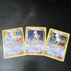 Pokemon Promo Cards Lot - Mew & Mewtwo, 3 Cards, Holo & Regular, Nintendo, 1999 - Image 1