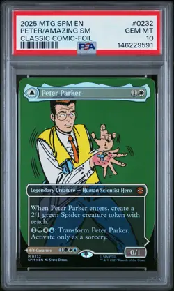 2025 MTG MARVEL'S SPIDER-MAN BORDERLESS AMAZING SPIDER-MAN/PETER PARKER PSA 10 - Image 1