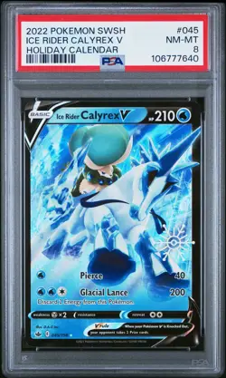 2021 POKEMON SWORD & SHIELD CHILLING REIGN #045 ICE RIDER CALYREX V PSA 8 - Image 1